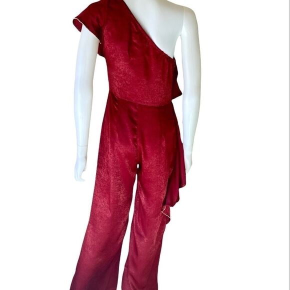 NWT Lulumari One Shoulder Wide Leg Jumpsuit w/ Rhinestone Detail - Picture 5 of 6